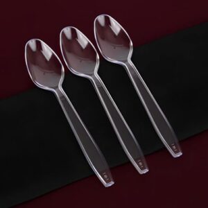 Simcha Collection Inspired Clear Plastic Teaspoons (Pack Of 48) - King Size Deluxe & Stylish Flatware, Perfect For Birthday Parties, Special Events, Catering, Everyday Use, & More