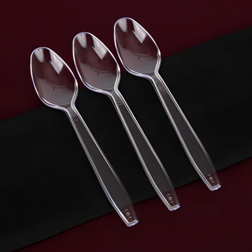 Simcha Collection Inspired Clear Plastic Teaspoons (Pack Of 48) - King Size Deluxe & Stylish Flatware, Perfect For Birthday Parties, Special Events, Catering, Everyday Use, & More