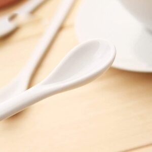 pizarra 5PCS White Porcelain Egg Spoons Ceramic Spoons Coffee Spoon Dessert Spoon Dip Serving Spoon