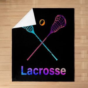 Feelyou Lacrosse Plush Throw Blanket, for Sports Games Flannel Fleece Blanket Lacrosse Player All Season,Bed Blanket Room Decor Puck Hockey Tie Dye Queen 90"x90"