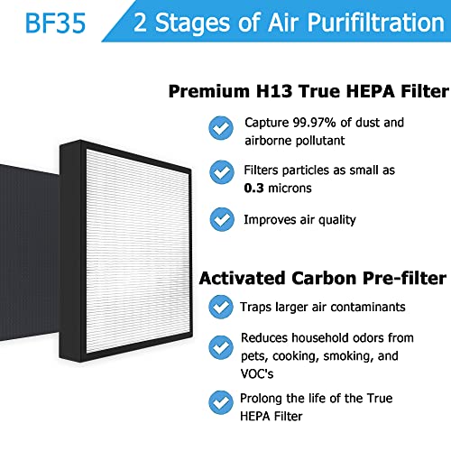 Vegebe BF35 True HE-PA Filter Replacement Compatible with BreatheSmart Classic Large Room Air Purifier - 2 Pack