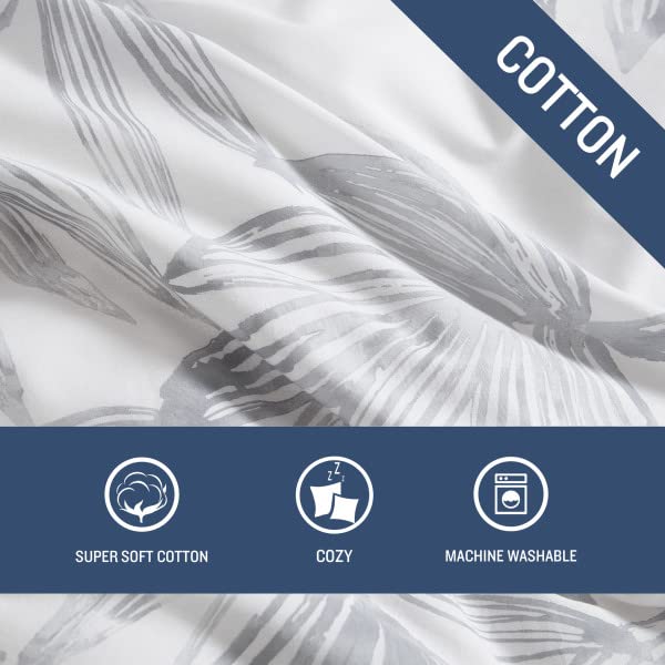 Tommy Bahama- King Duvet Cover Set, Reversible Cotton Bedding Set, Includes Matching Sham(s) with Bonus Throw Pillow Covers (Kayo Grey, King)