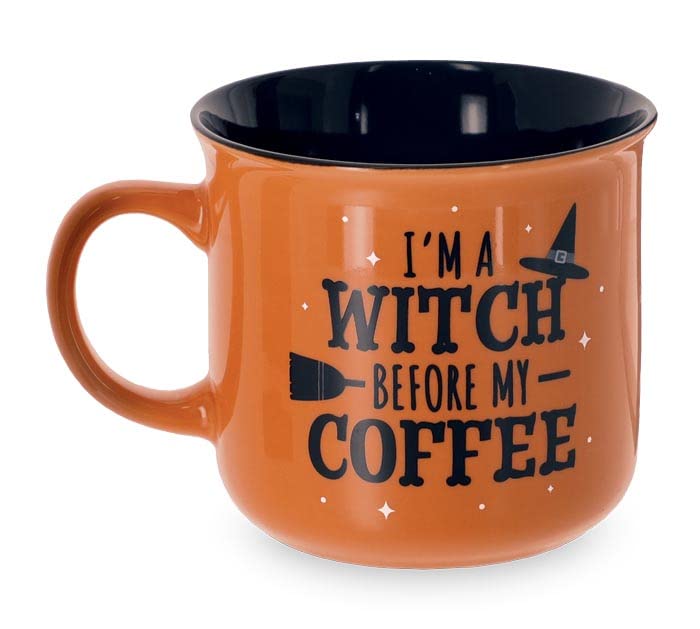 burton+BURTON Halloween I'm A Witch Before My Coffee Mug, 14 Oz, Ceramic, Kitchen Accessories