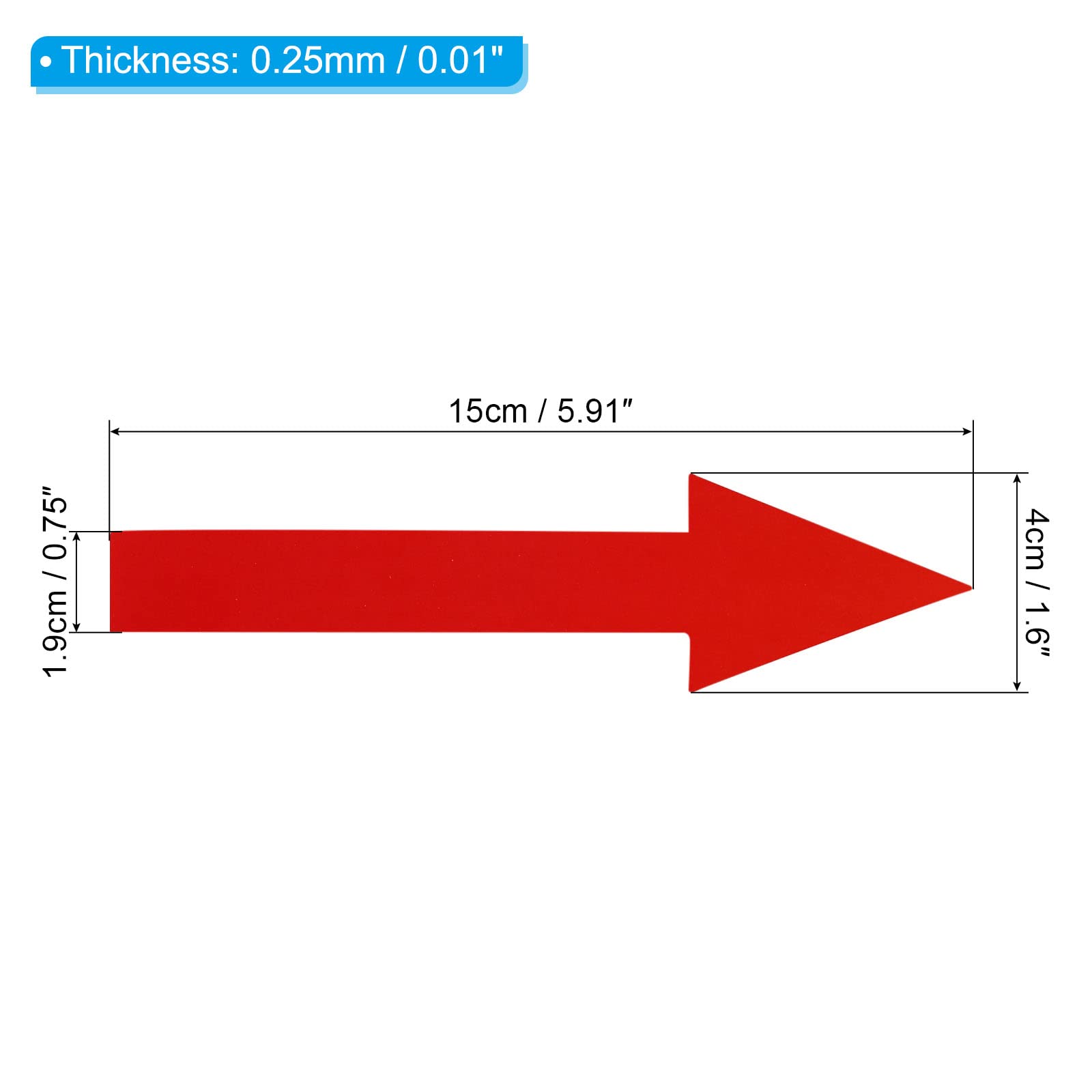 PATIKIL 6"x2" Arrow Sticker, 12 Pack PVC Removable Self Adhesive Waterproof Floor Decal Wall Marking Arrow Sign for Road Instructions, Red