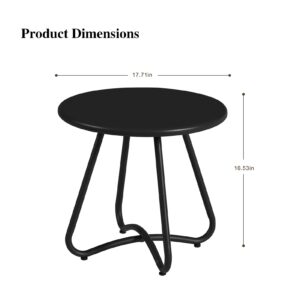 YIYAN Outdoor Side Tables, Resistant Steel Patio Side Table,Small Round End Table for Patio Balcony Porch Garden (Black)