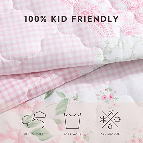 Laura Ashley Kids - Twin Quilt Set, Reversible Kids Bedding with Matching Sham(s), Ideal for Toddler Bedding Set (Ellyn Pink, Twin)