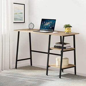 VECELO 43 Inch Computer Modern Student Writing Home-Office, Ladder Desk, Oak+Black Leg