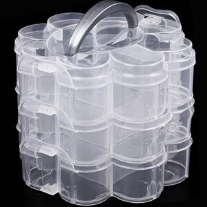 pizarra 3-Tier Clear Plastic Stackable Organiser Storage Hobby Craft Box Container Jewellery Case - Clear