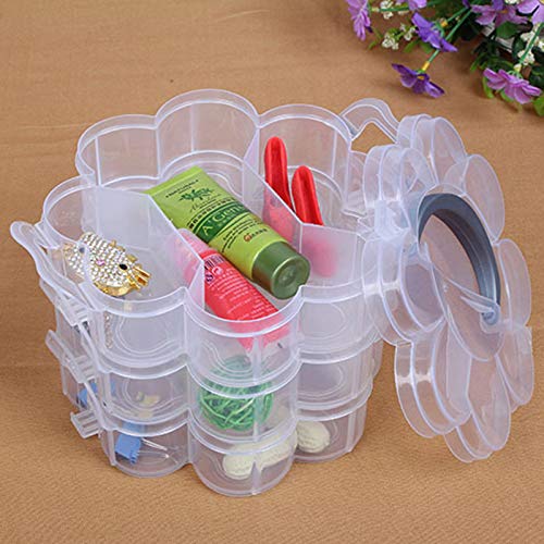 pizarra 3-Tier Clear Plastic Stackable Organiser Storage Hobby Craft Box Container Jewellery Case - Clear