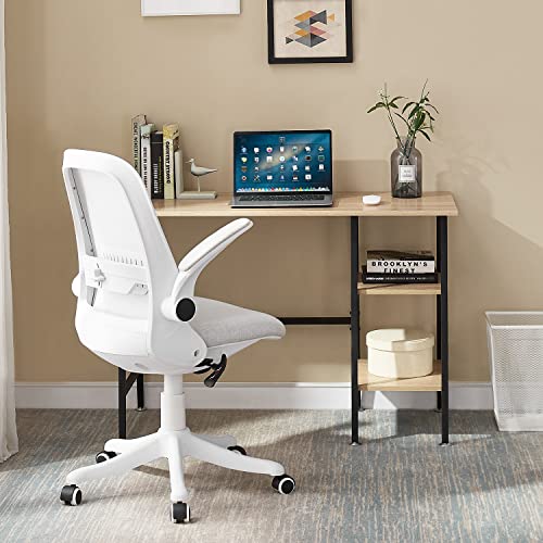 VECELO 43 Inch Computer Modern Student Writing Home-Office, Ladder Desk, Oak+Black Leg