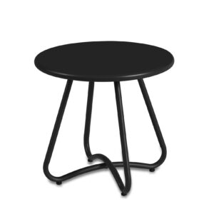 yiyan outdoor side tables, resistant steel patio side table,small round end table for patio balcony porch garden (black)