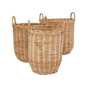 creative co-op woven rattan storage, set of 3 sizes, natural basket