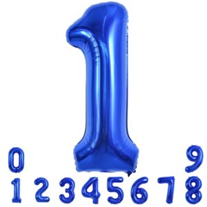 toniful 40 inch navy blue number 1 balloon foil mylar large size dark blue digital 1 balloon for birthday party bridal shower engagement photo shoot anniversary celebration graduations decor