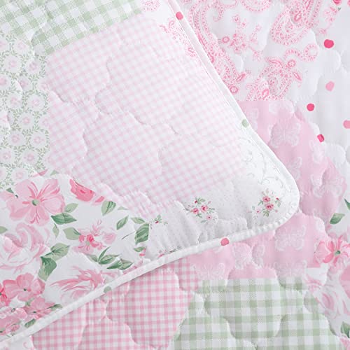 Laura Ashley Kids - Twin Quilt Set, Reversible Kids Bedding with Matching Sham(s), Ideal for Toddler Bedding Set (Ellyn Pink, Twin)