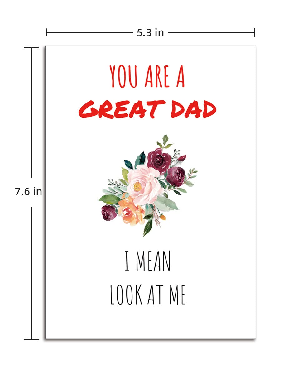 Ikassong Funny Card for Dad Birthday Father's Day 5.3 x 7.6 with 2 Envelopes