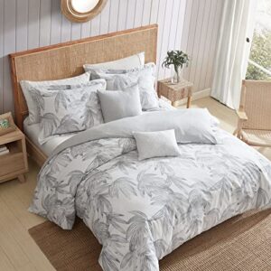 Tommy Bahama- King Duvet Cover Set, Reversible Cotton Bedding Set, Includes Matching Sham(s) with Bonus Throw Pillow Covers (Kayo Grey, King)