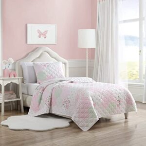 Laura Ashley Kids - Twin Quilt Set, Reversible Kids Bedding with Matching Sham(s), Ideal for Toddler Bedding Set (Ellyn Pink, Twin)