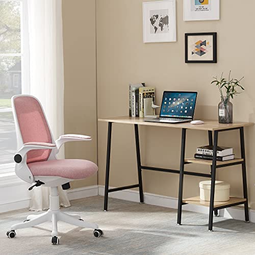 VECELO 43 Inch Computer Modern Student Writing Home-Office, Ladder Desk, Oak+Black Leg