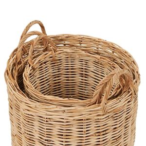 Creative Co-Op Woven Rattan Storage, Set of 3 Sizes, Natural Basket