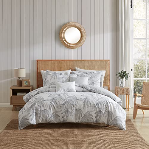 Tommy Bahama- King Duvet Cover Set, Reversible Cotton Bedding Set, Includes Matching Sham(s) with Bonus Throw Pillow Covers (Kayo Grey, King)