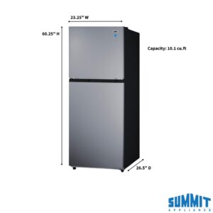 Summit FF1089PL 24” Top Mount Refrigerator-Freezer - Stainless Steel Look