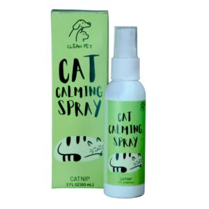 clean pet cat relaxant pheromone spray - for cats & kitties - reduces stress and anxiety - stops spraying scratching & other problematic behaviors - scented & unscented (catnip)