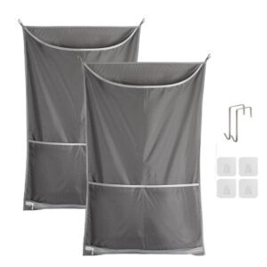 door hanging laundry hamper bag - 2 pack laundry hamper bags collapsible over door laundry bag with hooks large hamper clothes storager for space saving large laundry organizer bag for bathroom