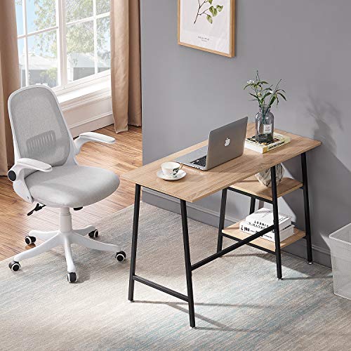 VECELO 43 Inch Computer Modern Student Writing Home-Office, Ladder Desk, Oak+Black Leg