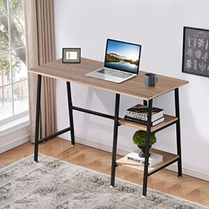 VECELO 43 Inch Computer Modern Student Writing Home-Office, Ladder Desk, Oak+Black Leg