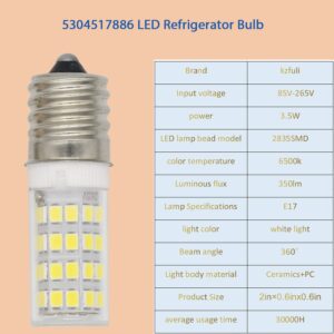 kzfuli 5304517886 Refrigerator Bulb. Compatible with 5304498578 KEID28a KEL2811 refrigerators. White Light 3.5W (1pcs)