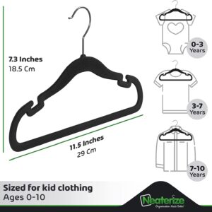 Velvet Baby Hangers for Clothes - Heavy Duty Non Slip Velvet Kids Hangers Or Toddler Hangers for Closet | Ultra Thin Design Kid Hangers for Space Saving - Ganchos De Ropa para Bebe (16 Pack Black)