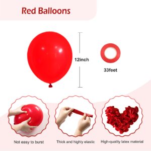 FOTIOMRG Red Balloons 12 inch, 50 Pack Red Latex Party Balloons Helium Quality for Birthday Graduation Baby Shower Valentines Christmas Wedding Party Decorations (with Red Ribbon)