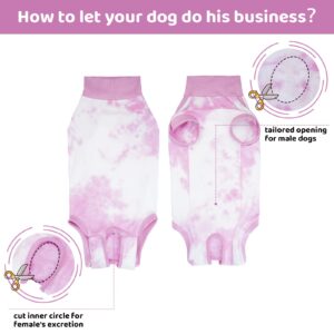 KOESON Dog Recovery Suit, Tie Dye Dog Surgical Recovery Suit for Abdominal Wounds, Anti Licking Dog Onesie Cone Alternative After Surgery, Dog Surgery Recovery Shirt for Medium Large Dogs Pink XXXL