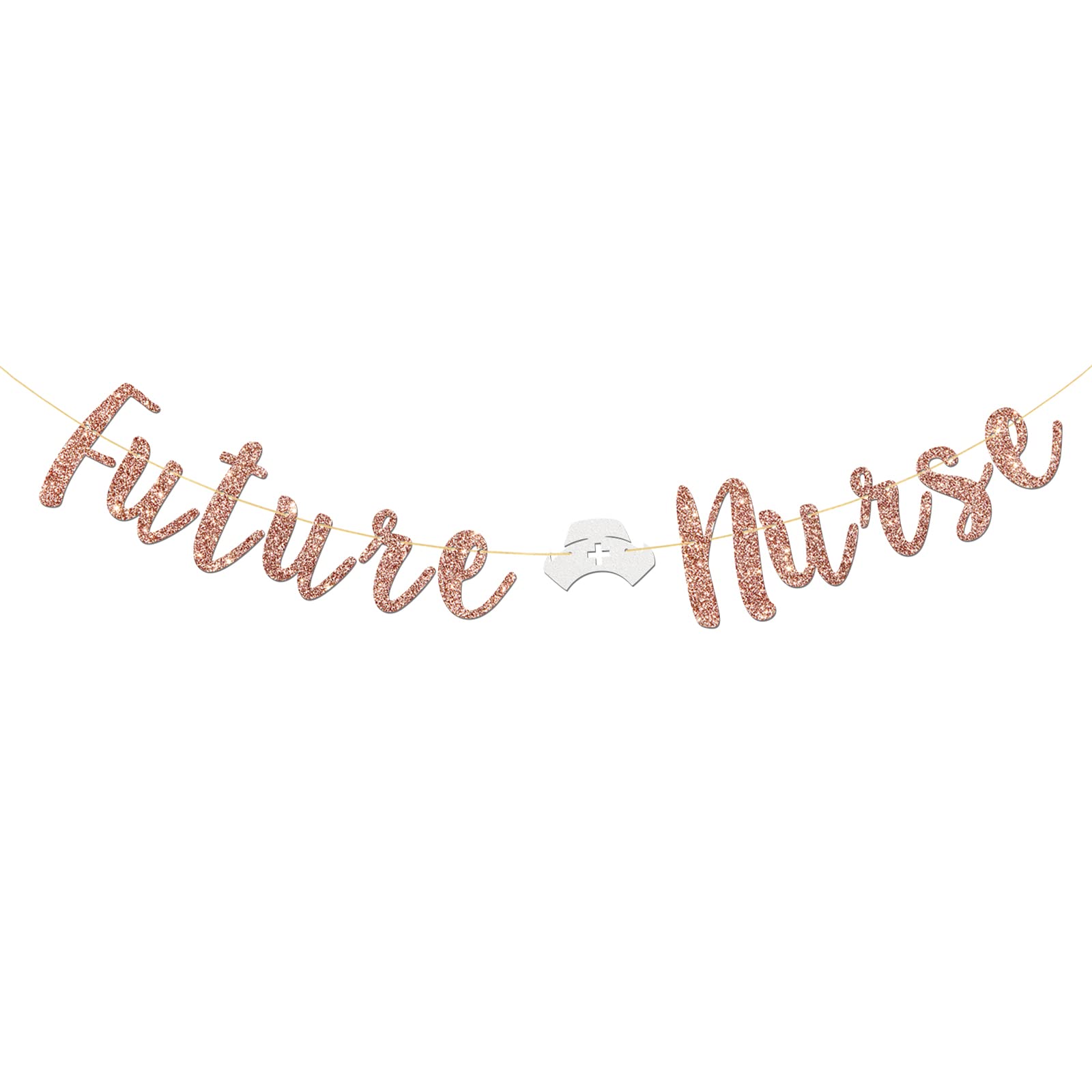 Future Nurse Banner, Nurse Grad Banner, Congrats Nurse RN, Nursing School, Medical College Graduation Party Decorations (Rose Gold Glitter)