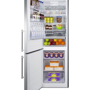 Summit Appliance FFBF249SS2LHD 24" Wide Bottom Freezer Refrigerator; Stainless Steel Doors; 10.6 cu.ft Capacity; Open Door Alarm; Digital Thermostats; Frost-Free/Automatic, Child Lock