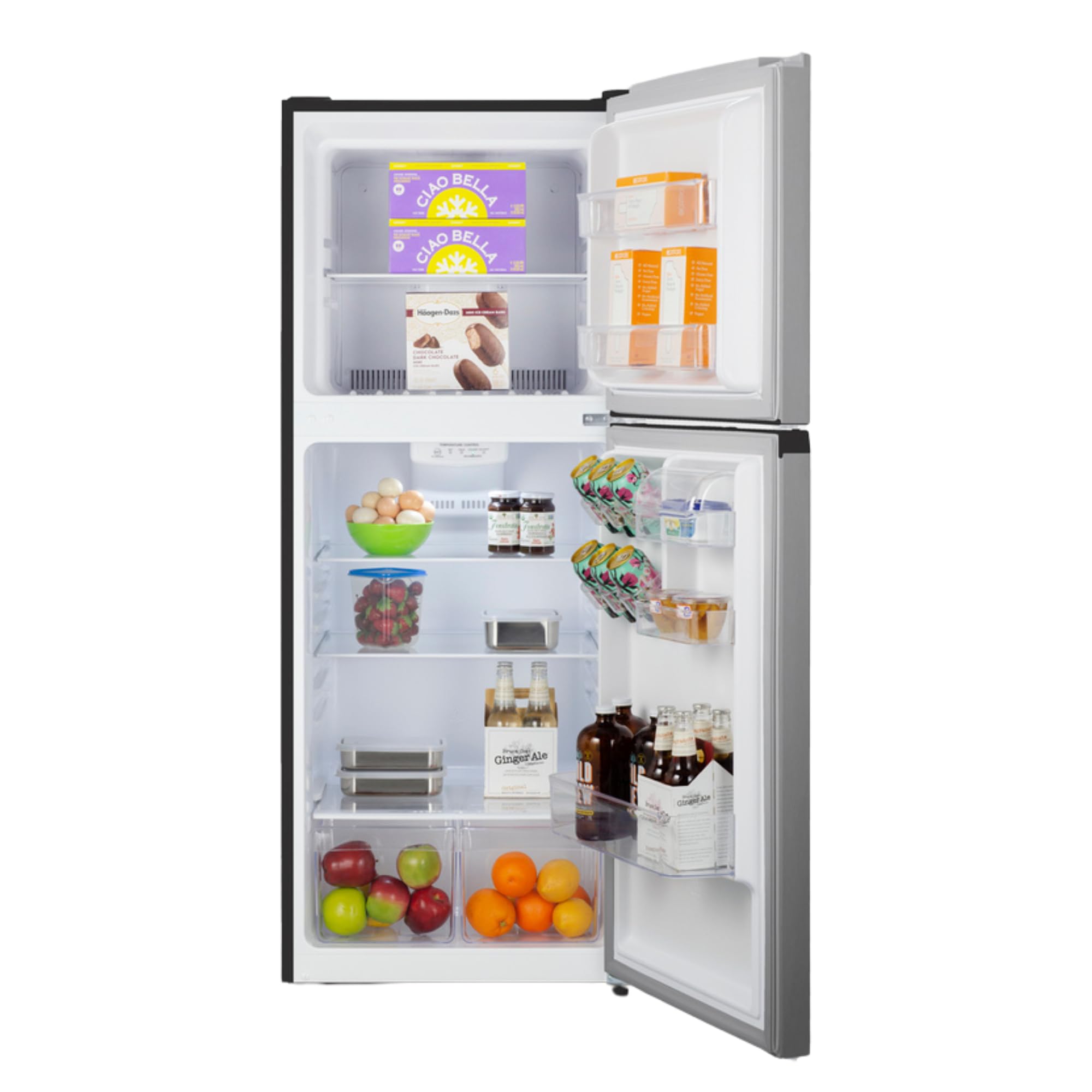 Summit FF1089PL 24” Top Mount Refrigerator-Freezer - Stainless Steel Look