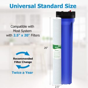 VEGEBE 5 Micron Water Filter 20" x 2.5" Replacement Cartridge, 20-inch Sediment Pre-Filters for Whole House Water Filtration/Water Softener Systems, 6-Pack