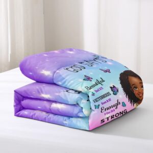 GRAT TIOC Black Girl Comforter Set Twin for Kids Teens,God Says You are Comforter Set for Black Women,Black Girl Magic Bedding Set,African American Girl Bed Bedroom Set