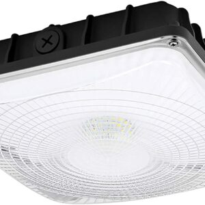 Feazac LED Canopy Light Fixture,45W 5850lm HID/HPS Replacement, 9.5" x 9.5", LED Shop Light, 5700K, AC100-277V, IP65 Waterproof,Canopy Light Outdoor for Gas Station,Warehouse Light (45W-1PACK)