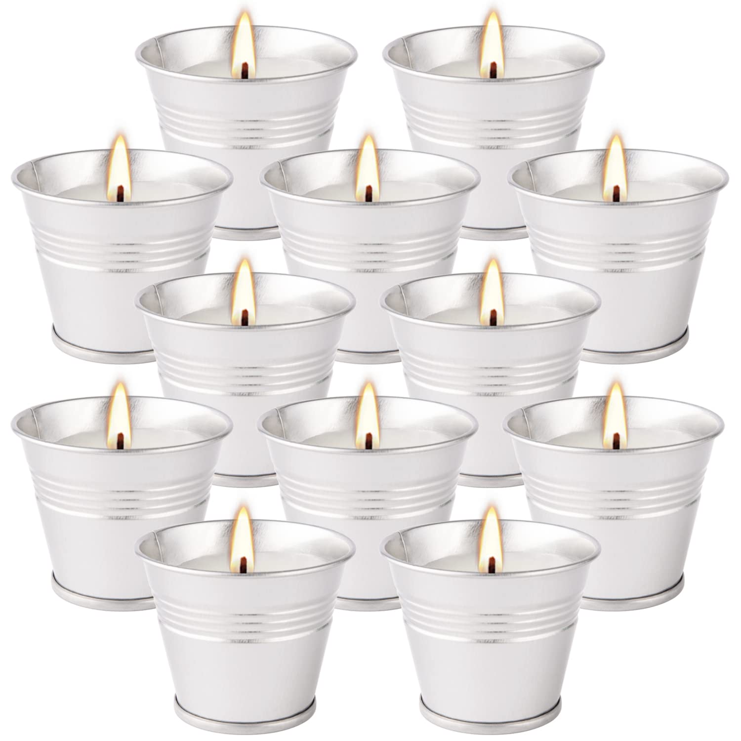 12 Pack Citronella Candles Outdoor 2.0oz Soy Wax Candles in Small Buckets for Home Patio Porch