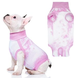 koeson dog recovery suit, tie dye dog surgical recovery suit for abdominal wounds, anti licking dog onesie cone alternative after surgery, dog surgery recovery shirt for medium large dogs pink xxxl