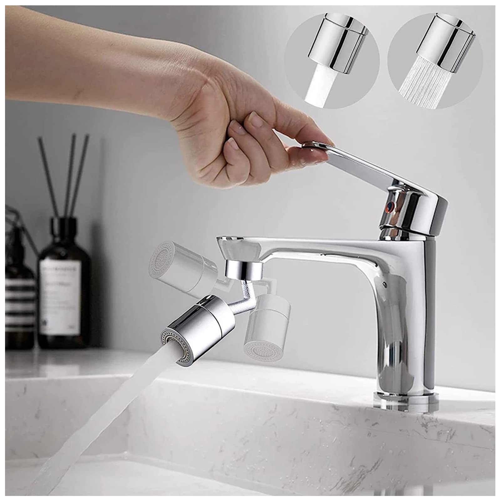 Faucet Extender for Bathroom Sink,720 Degree Swivel Sink Faucet Aerator for Kitchen, 2- Modes Bathroom Faucet Attachment,Swivel Faucet Attachment for Kitchen Sink,Sink Faucet Sprayer Attachment