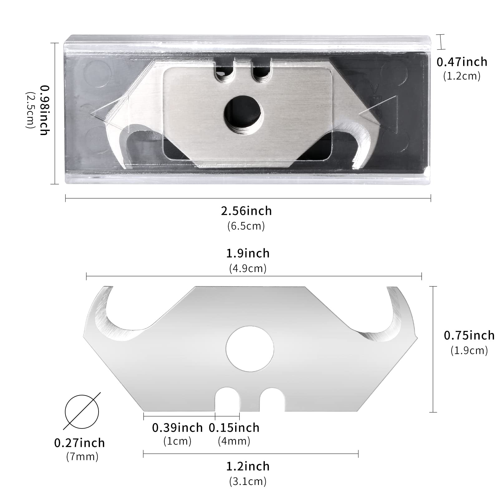 Vickay 30 Pack Utility Knife Hook Blades, SK5 Steel Heavy Duty Box Cutter Replacement Blades with Plastic Case, Standard Size Razor Blades for Most Standard Utility Knives