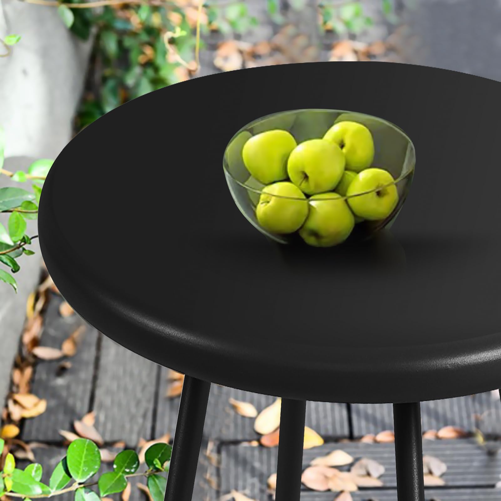 YIYAN Outdoor Side Tables, Resistant Steel Patio Side Table,Small Round End Table for Patio Balcony Porch Garden (Black)