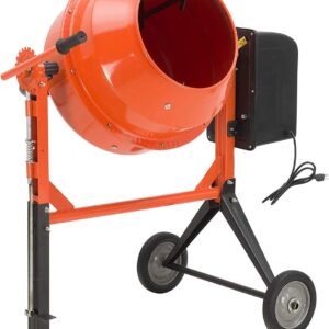 TABU Electric Cement Mixer, 5.0 Cu Ft Portable Concrete Mixer, Mortar Mixing for Stucco/Seeds, Freestanding Cement Mixing Tools with Wheels for Stucco