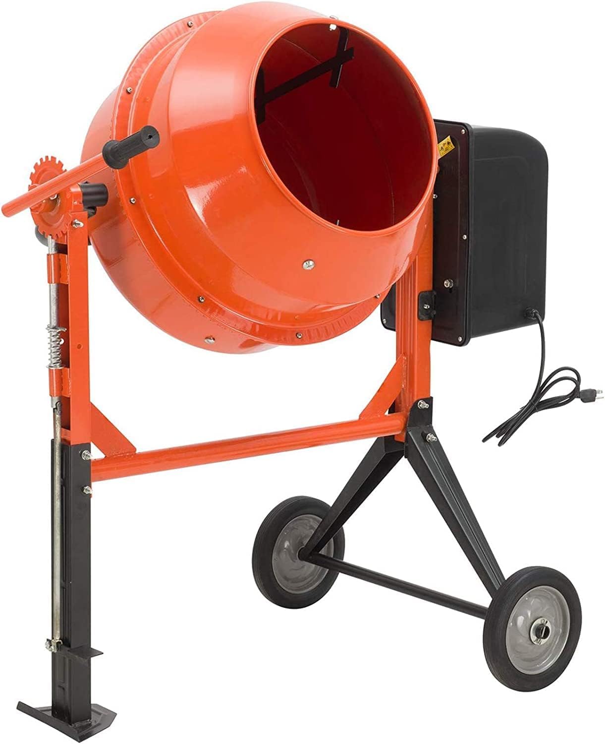 TABU Electric Cement Mixer, 5.0 Cu Ft Portable Concrete Mixer, Mortar Mixing for Stucco/Seeds, Freestanding Cement Mixing Tools with Wheels for Stucco