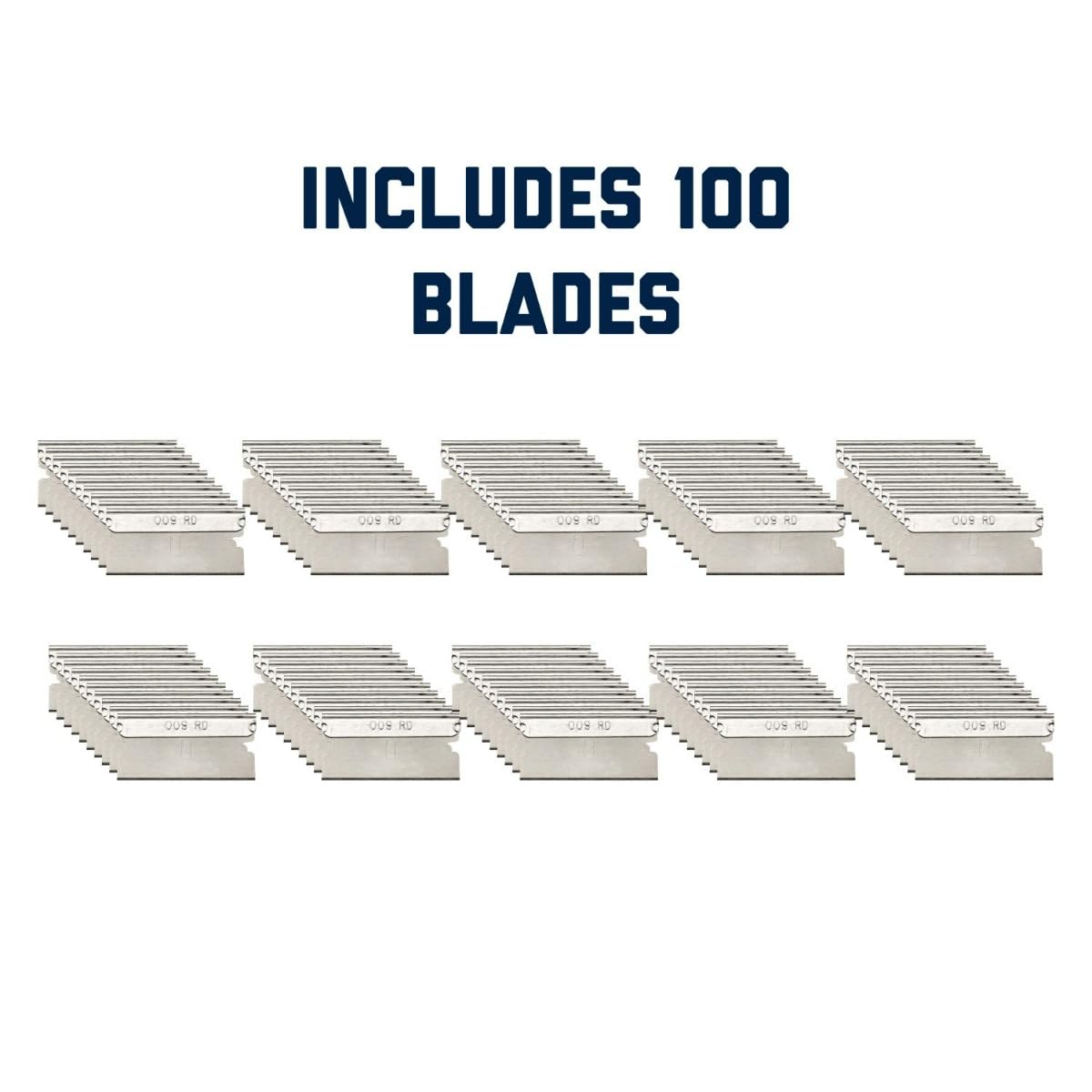 AccuTec Pro Single Edge Aluminum Backed Razor Utility Blades with Display - 100-Pack - .009" Made of High Carbon Steel for Edge Flexibility and Durability - APBL-7065