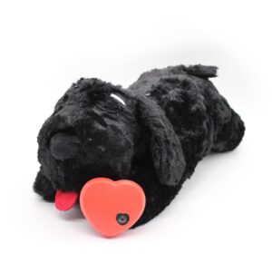 3T group Puppy Heartbeat Stuffed Animal for Dogs,Heartbeat Puppy Toy,Heartbeat Plush Dog Toys for Puppy Sleep Aid,Dog Heartbeat Toy for Anxiety Relief,Heartbeat Calming Pillow Puppy Toys(Black)