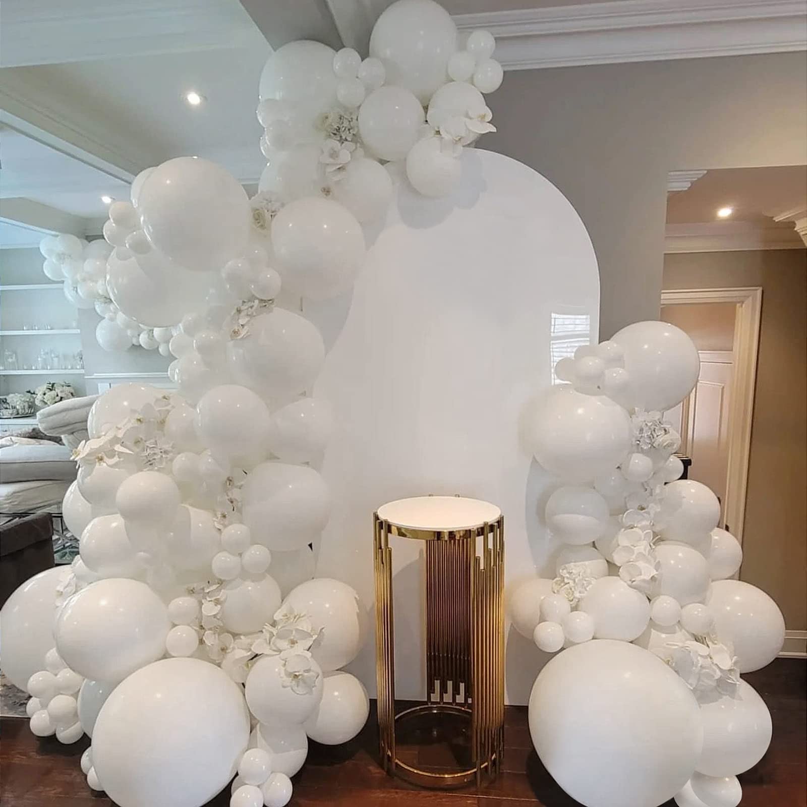 FOTIOMRG White Balloons 12 inch, 50 Pack Matte White Latex Party Balloons Helium Quality for Birthday Graduation Baby Shower Wedding Bridal Bachelorette Party Decorations (with White Ribbon)