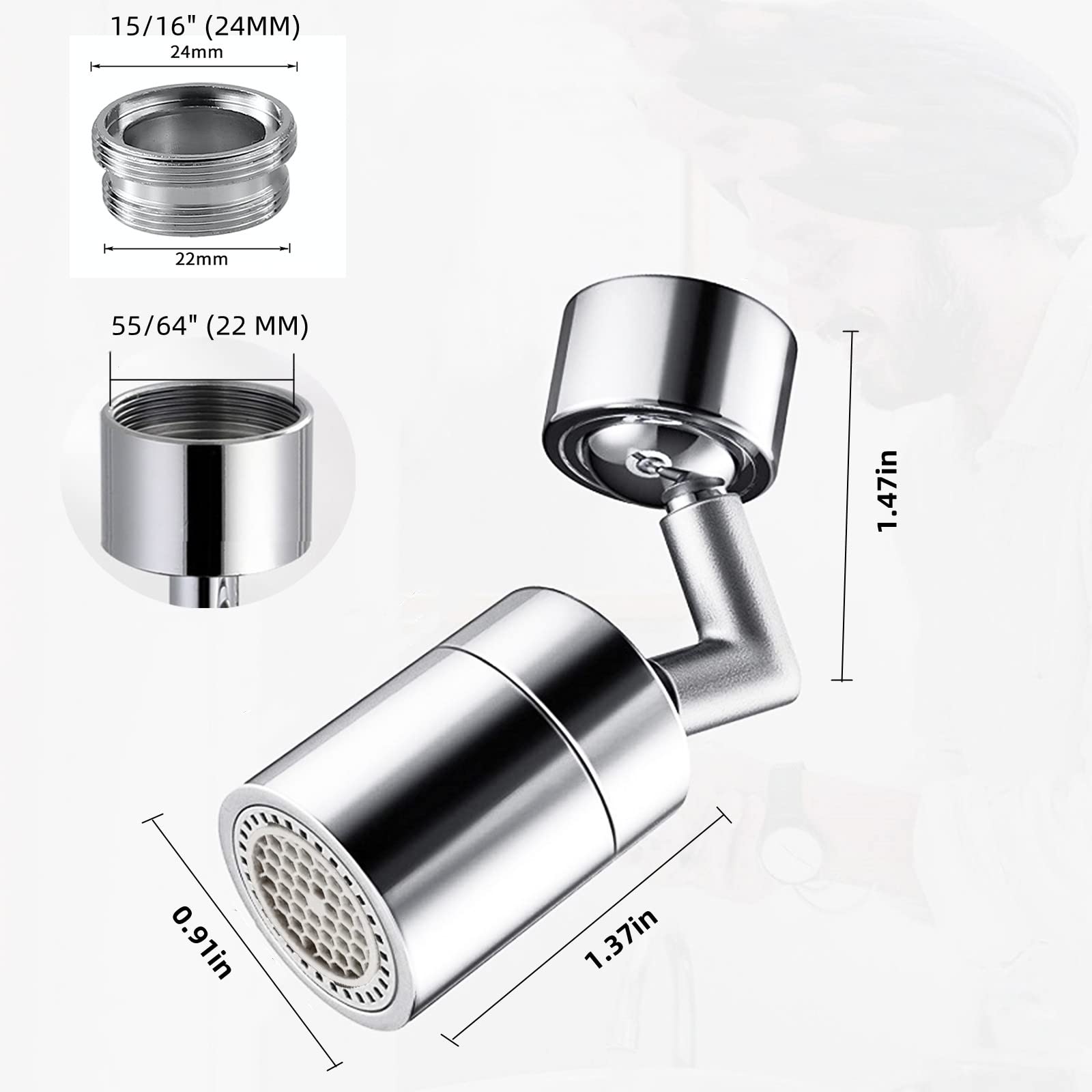 Faucet Extender for Bathroom Sink,720 Degree Swivel Sink Faucet Aerator for Kitchen, 2- Modes Bathroom Faucet Attachment,Swivel Faucet Attachment for Kitchen Sink,Sink Faucet Sprayer Attachment